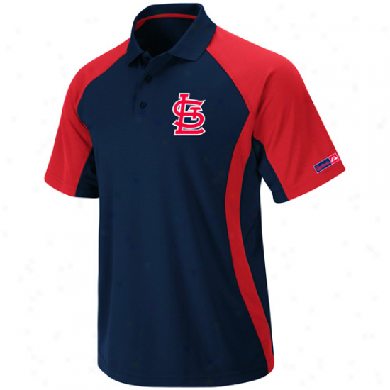 Majestic St. Louis Cardinals Navy Blue-red Firefist Synthetic Polo