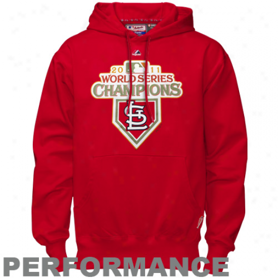 Majestic St. Louis Cardinals Red 2011 World Series Champions Perf0rmance Pullover Hoodie Sweatshirt