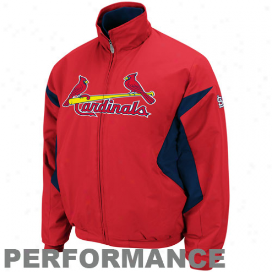 Majestic St. Louis Cardinals Red-black Therma Base Triple Peak Premier Full Zip Jacket