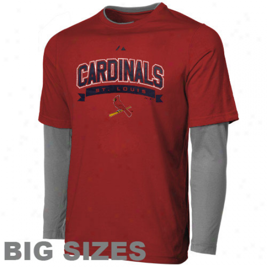 Majestic St. Louis Cardinals Ribbon Layer Big Sizes Long Sleeve T-shirt - Red