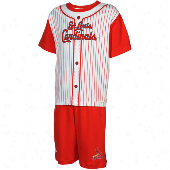 Majestic St. Louis Caardinals Toddler Cardinal Pinstripe 2-piece Uniform Short Placed