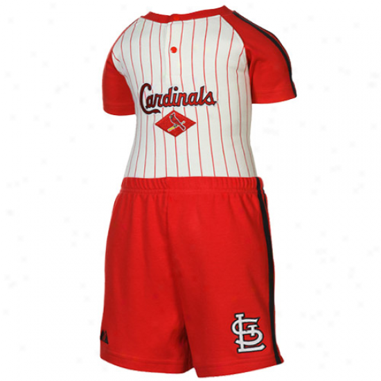 Majestic St. Louis Cardinals White Pinstripe-red Creeper & Shorts Set