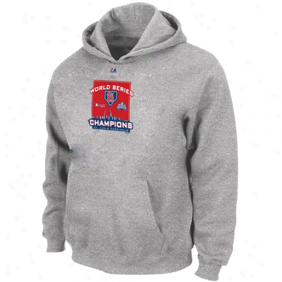 Majestic St. Louis Cardinals Youth Ash 2011 World Series Champions Cluvhouse Locker Room Pullover Hoodie Sweatshirt