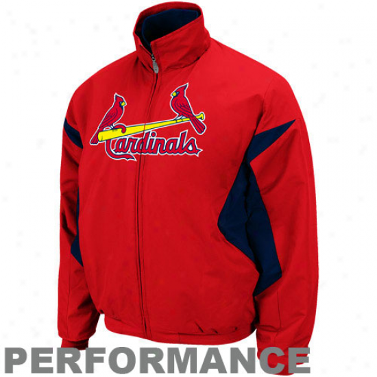 Majestic St. Louis Cardinals Youth Red Therma Base Trjple Peak Prmier Full Zip Jacket