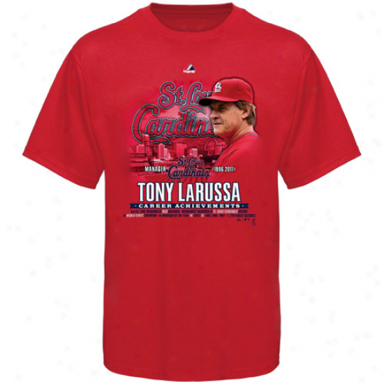 Majestic St. Louis Cardindals 2011 World Series Champions Tony Larussa Caareer Acyievement T-shirt - Red