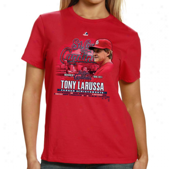 Majestic St. Louis Cardindals Ladies 2011 World Series Champions Tony Larussa Career Achievement T-shirt - Red