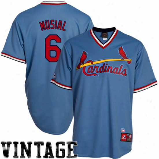 Majestic Stan Musial St. Louis Cardinals Cooperstown Throwback Replica Jersey - Light Blue