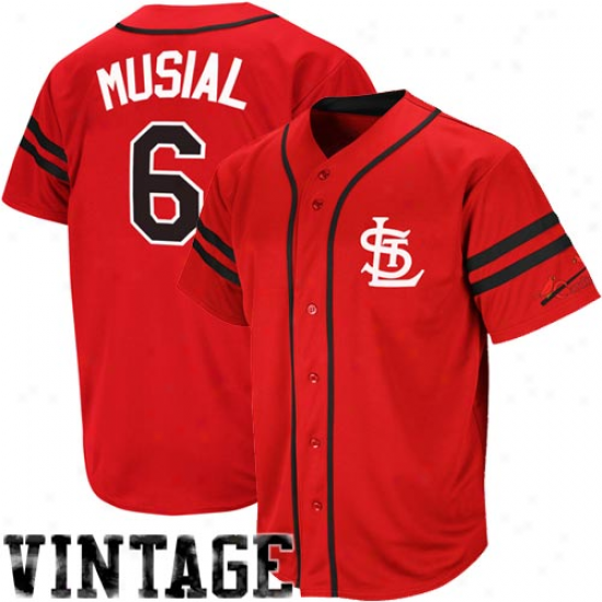 Majestic Stan Musial St. Louis Cardinals Thrpwback Heater Jersey - Red