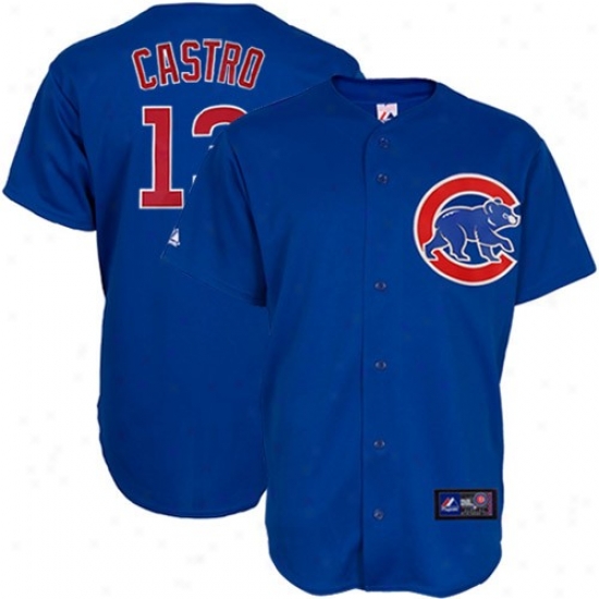 Majestic Starlin Castro Chicago Cubs Replica Jersey-#13 Royal Blue