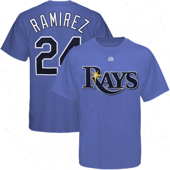 Majestic Tampa Bay Rays #24 Manny Ramirez Light Blue Player T-shirt