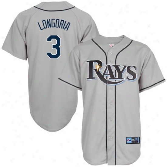 Majestic Tampa Bay Rays #3 Evan Longoria Gray Replica Baseball Jersey