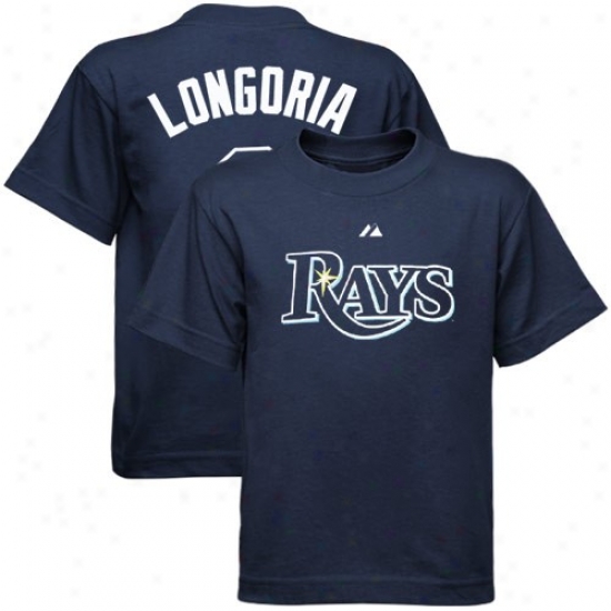 Majestic Tampa Bay Rays #3 Evan Longoria Preschool Navy Blue Player T-shirt