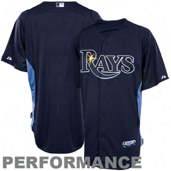 Majestic Tampa Bay Rays Batting Practice Performance Jersey - Navy Blue-light Blue