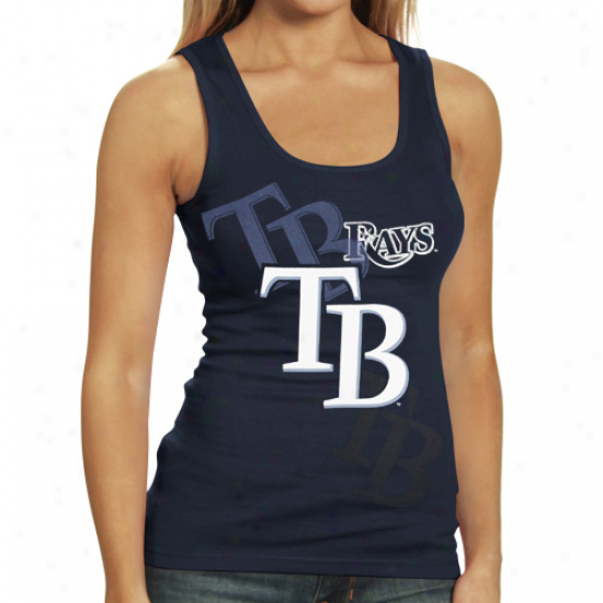 Majestic Tampa Bay Rays Ladies Navy Blue Pearl Tank Top