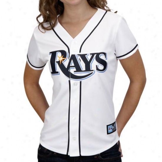 Majestic Tampa Bay Rays Ladies White Autograph copy Jersey