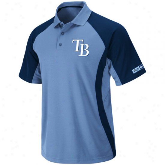 Majestic Tampa Bay Rays Light Blue-navy Blue Firefist Synthetic Polo