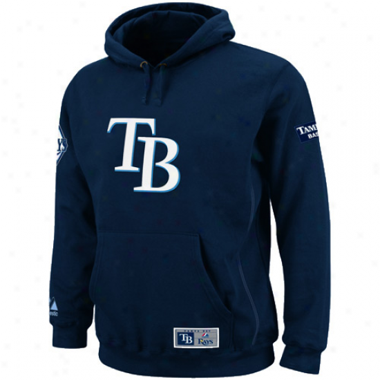 Majestic Tampa Bay Rays Navy Blue Be Proud Pullover Fleece Hoodie Sweatshirt