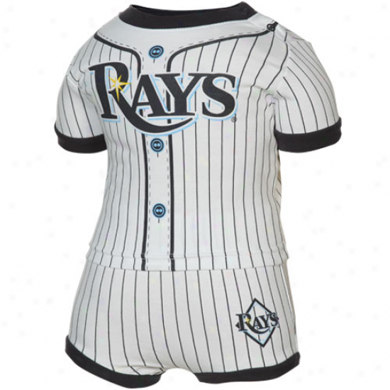 Majestic Tampa Bay Rays Newborn White-nav6 Blue Pinstripe Two-piece Set