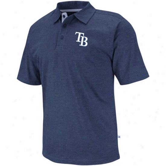 Majestic Tampa Laurel-crown Rays Noble Heathered Polo - Ships of war Blue