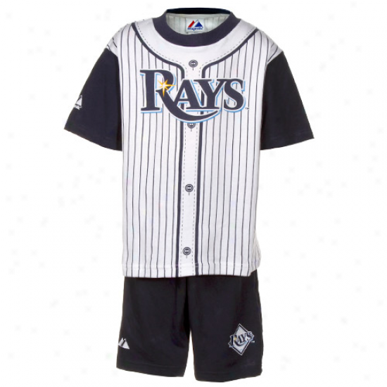 Majextic Tampa Bay Rays Preschool Navy Blue Pinstripe T-shirt & Shorts Uniform Set
