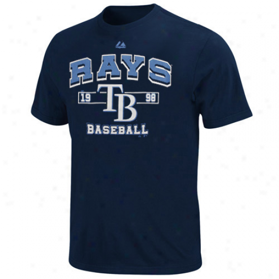 Majestic Tampa Bay Rays Ykuth Past Time Original T-shirt - Navy Blue