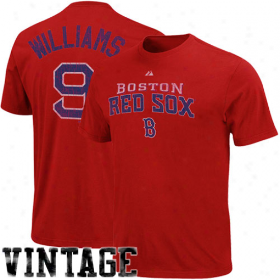 Majestic Ted Williams Boston Red Sox #9 Old-school Hero Premium T-shirt - Red