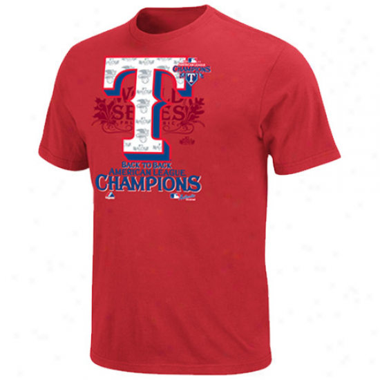 Majestic Texas Ragers 2011 American League Champions Clubhouse Locker Room T-shirt - Red