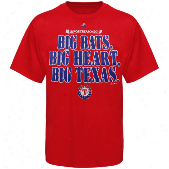 Majestic Texas Rangers 2011 Mlb Postseason Big Texas T-shirt - Red