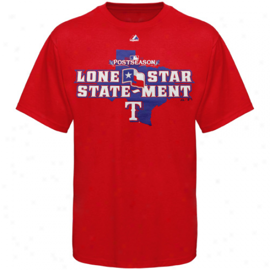 Majestic Texas Rangers 2011 Mlb Postseason Lone Star Statement T-shirt - Red