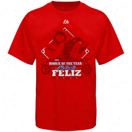 Majestic Texas Rangers #30 Neftali Feliz Youth Rsd 2010 Rookie Of The Year T-shirt