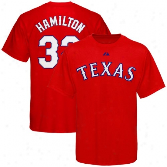 Majestic Texas Rangers #32 Josh Hamilton Youth Red Player T-shirt