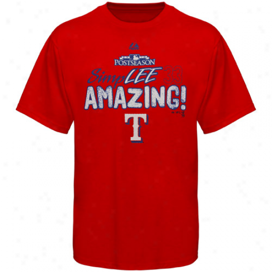 Majestic Texas Rangers #33 Clkff Lee Red Simplee Amazing T-shirt