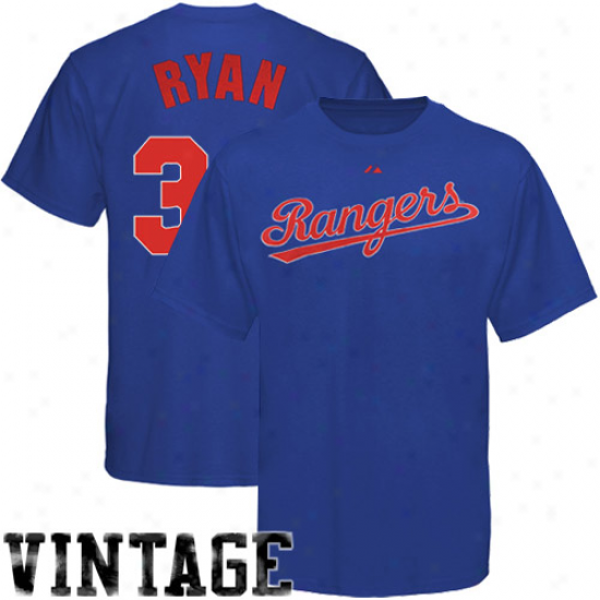 Majestic Texas Rangers #34 Nolan Ryan Kingly Blue Cooperstown Player T-shirt