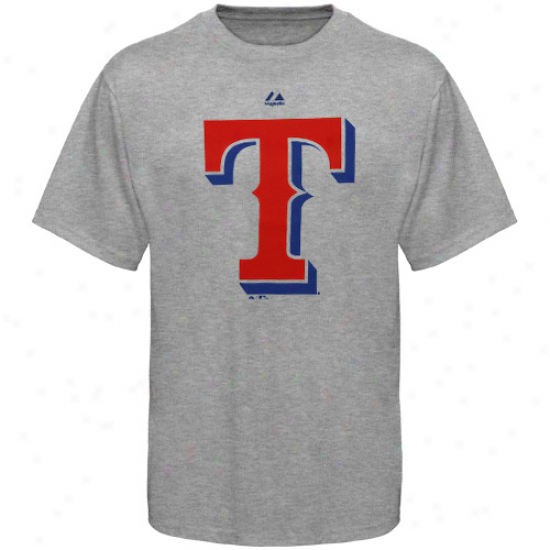 Majestic Texas Rangers Ash Soft Densitty Official Logo T-shirt