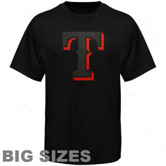 Majestic Texas Rangers Big Sizes Blackout T-shirt - Black