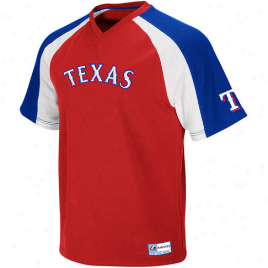 Majestic Texas Rangers Crusader Pullover Jersey - Red-royl Blue