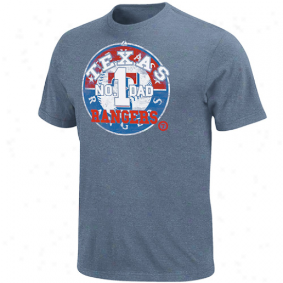 Majestic Texas Rangers Dad's Momentous Self-esteem Heathered T-shirt-royal Blue