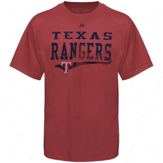 Majestic Texas Rangers Flow Bullprn Pigment Dyed T-shirt - Red