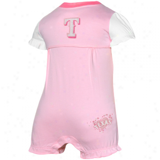 Majestic Texas Rangers Infant Girls Pink Cap Sleeve Romper