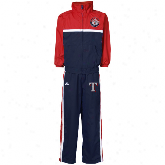 Majestic Texas Rangers Infant Navy Blue-carcinal 2-piece Team Windsuit