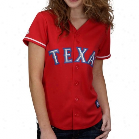 Majestic Texas Rangers Ladies Red Jersey