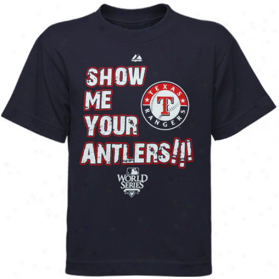 Majestic Texas Rangers Preschool Navy Blue Show Me Antlers T-shirt