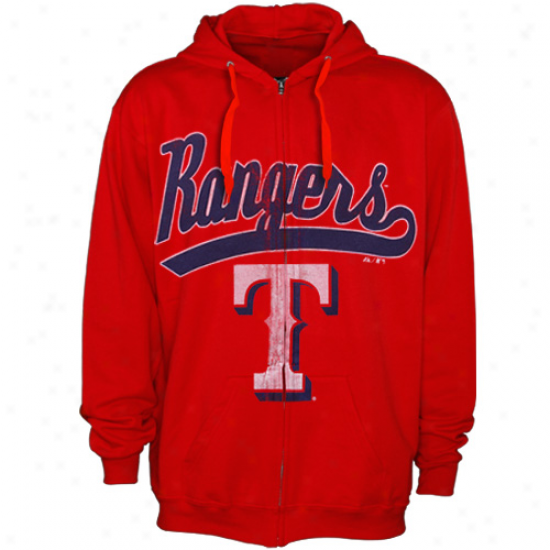 Majestic Texas Rangers Re dBig Club Fll Zip Hoodie Sweatshirt