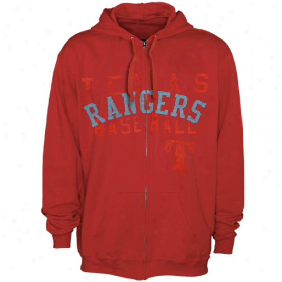 Majestic Texas Rangers Ref Fiiery Fastball Full Zip Hoodie Sweatshirt