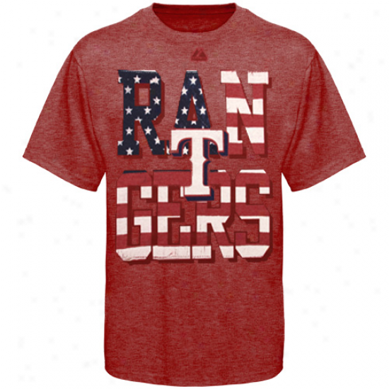 Majestic Texas Rangers Star Spangled Heathered T-shirt - Red