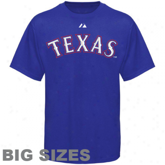 Majestic Texas Rangers Team Name Big Sizes T-shirt - Royal Blue