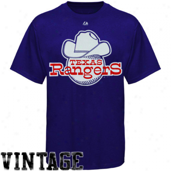 Majestic Texas Ranngers Youth Royal Blue Cooperstown Soft Closeness Official Logo T-shirt