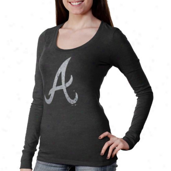 Majestic Threads Atlanta Braves Ladies Scoop Annual rate  Tri-blend Long Sleeve T-shirt - Charcoal