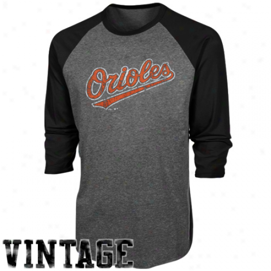 Majestic Threads Baltimore Orioles Cooperstown Three-quarter Sleeve Premium Raglan Tri-blend T-shirt - Charcoal