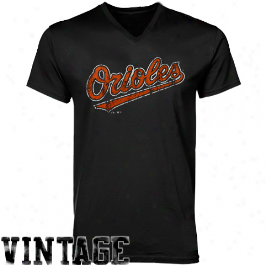 Majestic Threads Baltimore Orioles Cooperstown Premium V-neck T-shirt - Black